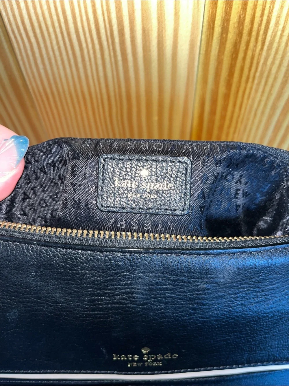 kate spade Black Crossbody with Cream Trim and Gold Logo